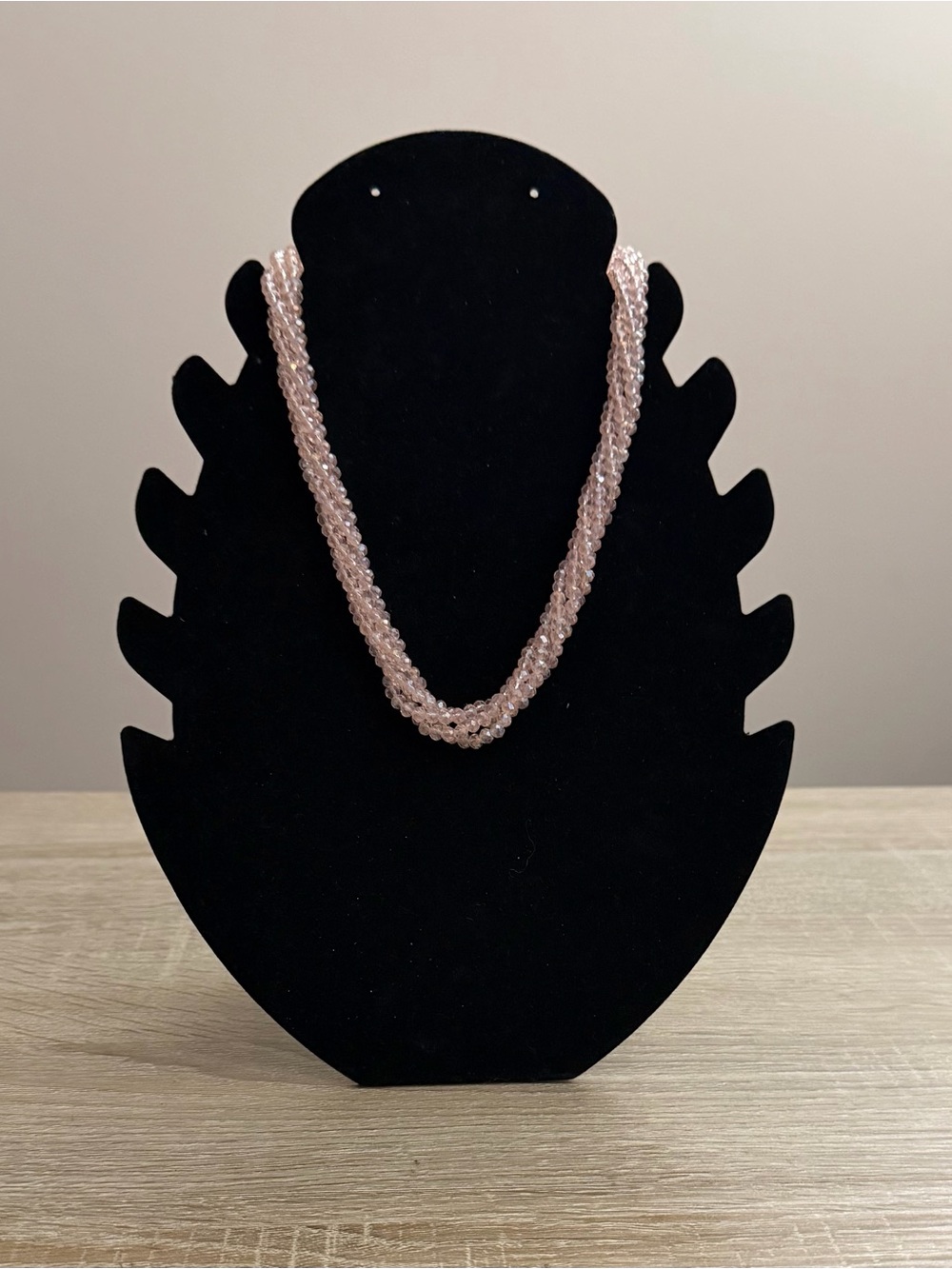Rose Blush Crystal Beaded Necklace New